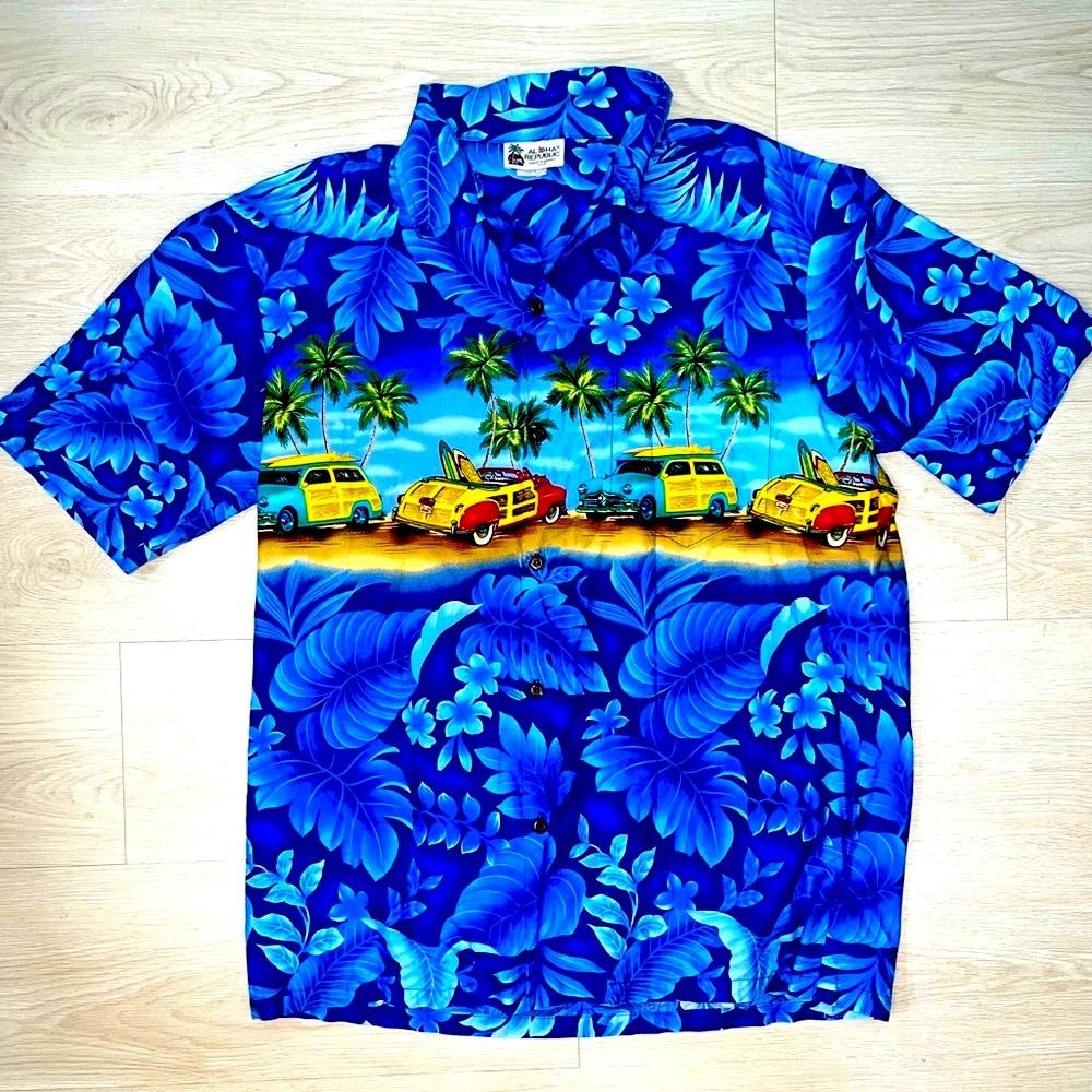 VTG‎ Aloha Republic Made in Hawaii USA tropical beach shirt Size Large